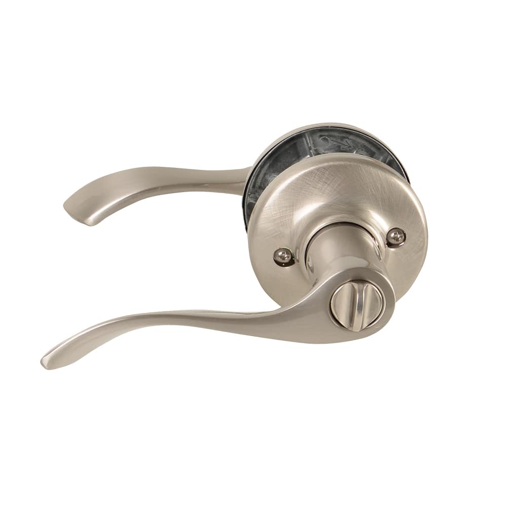 Poignée de porte d'entrée à clé bec-de-cane Belmont nickel satiné