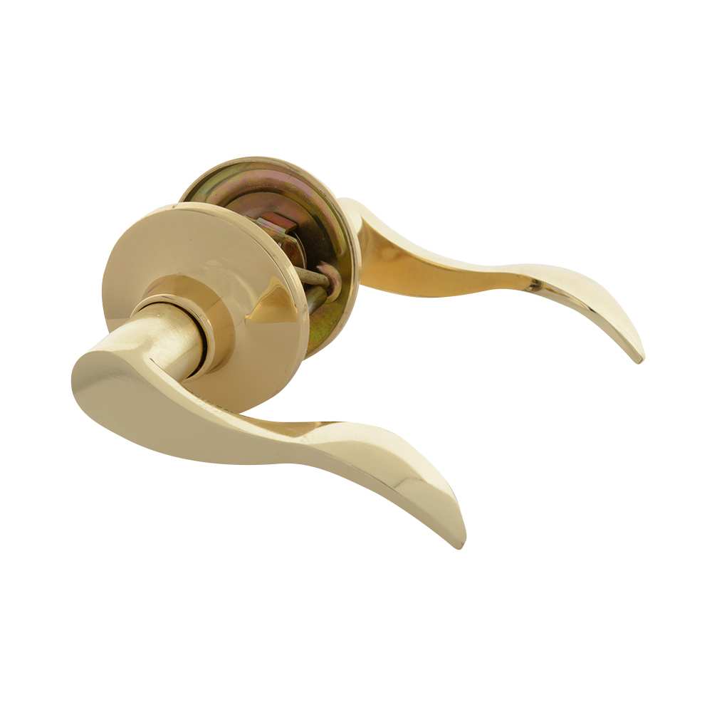 Poignée de porte de passage bec-de-cane Wave laiton