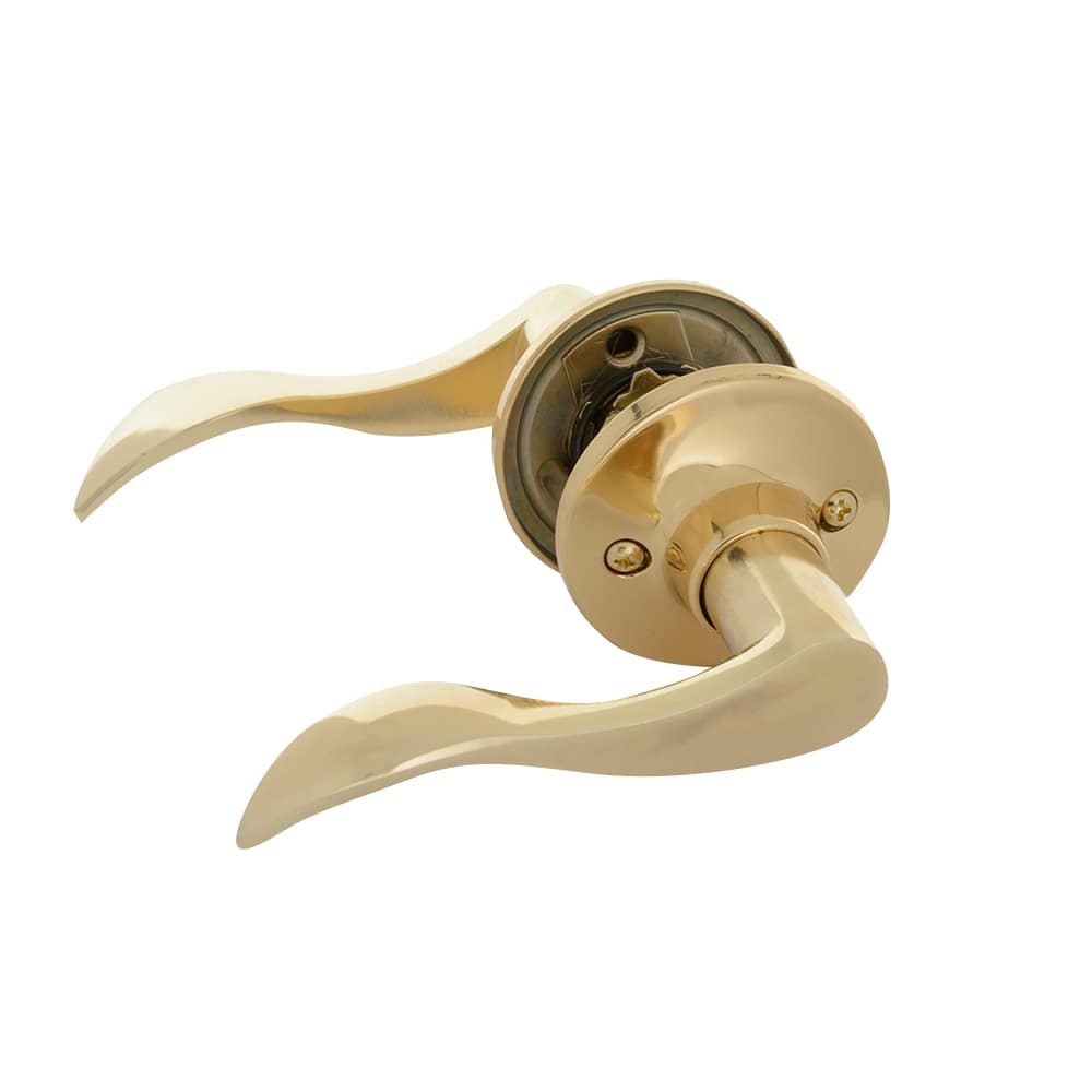 Poignée de porte de passage bec-de-cane Wave laiton