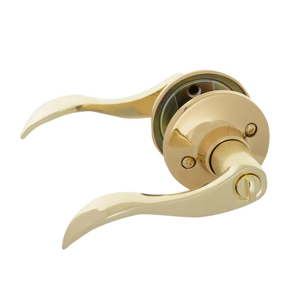 Poignée de porte de salle de bains bec-de-cane Wave laiton