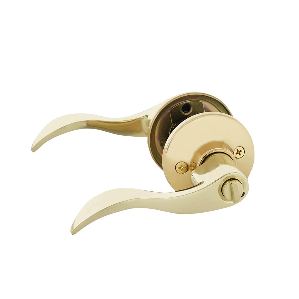 Poignée de porte d'entrée à clé bec-de-cane   Wave laiton