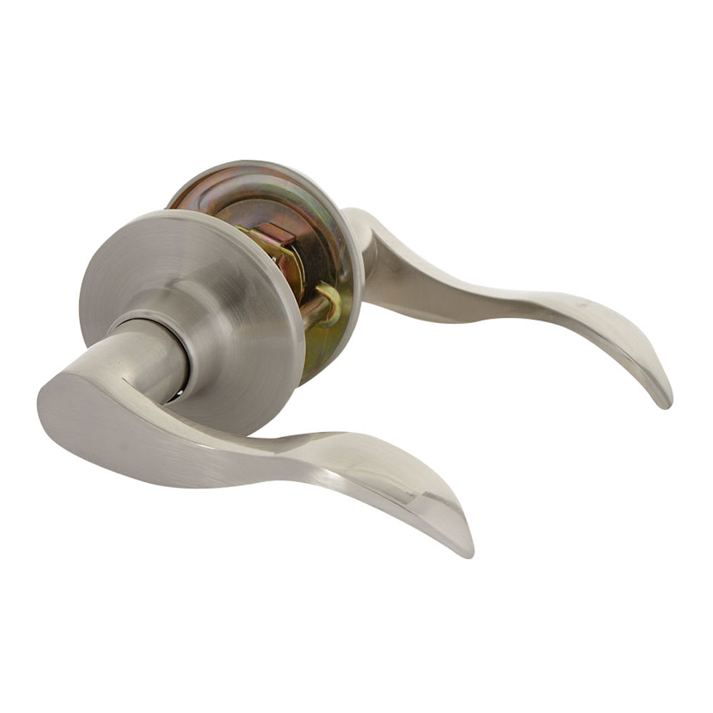 Poignée de porte de passage bec-de-cane Wave nickel satiné