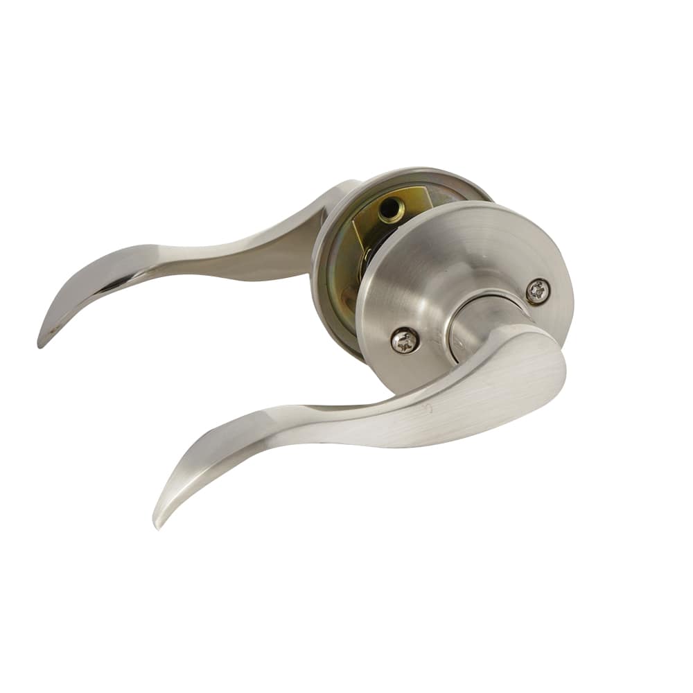 Poignée de porte de passage bec-de-cane Wave nickel satiné