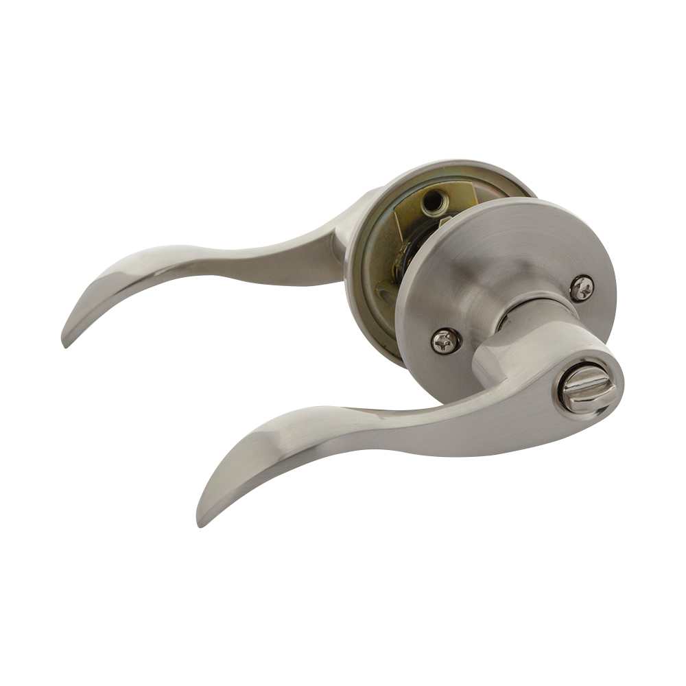 Poignée de porte de salle de bains bec-de-cane  Wave nickel satiné