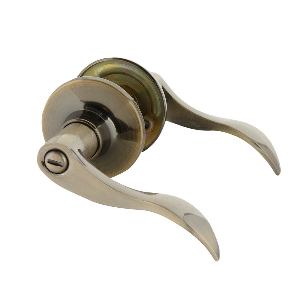 Poignée de porte de salle de bains bec-de-cane Wave laiton antique