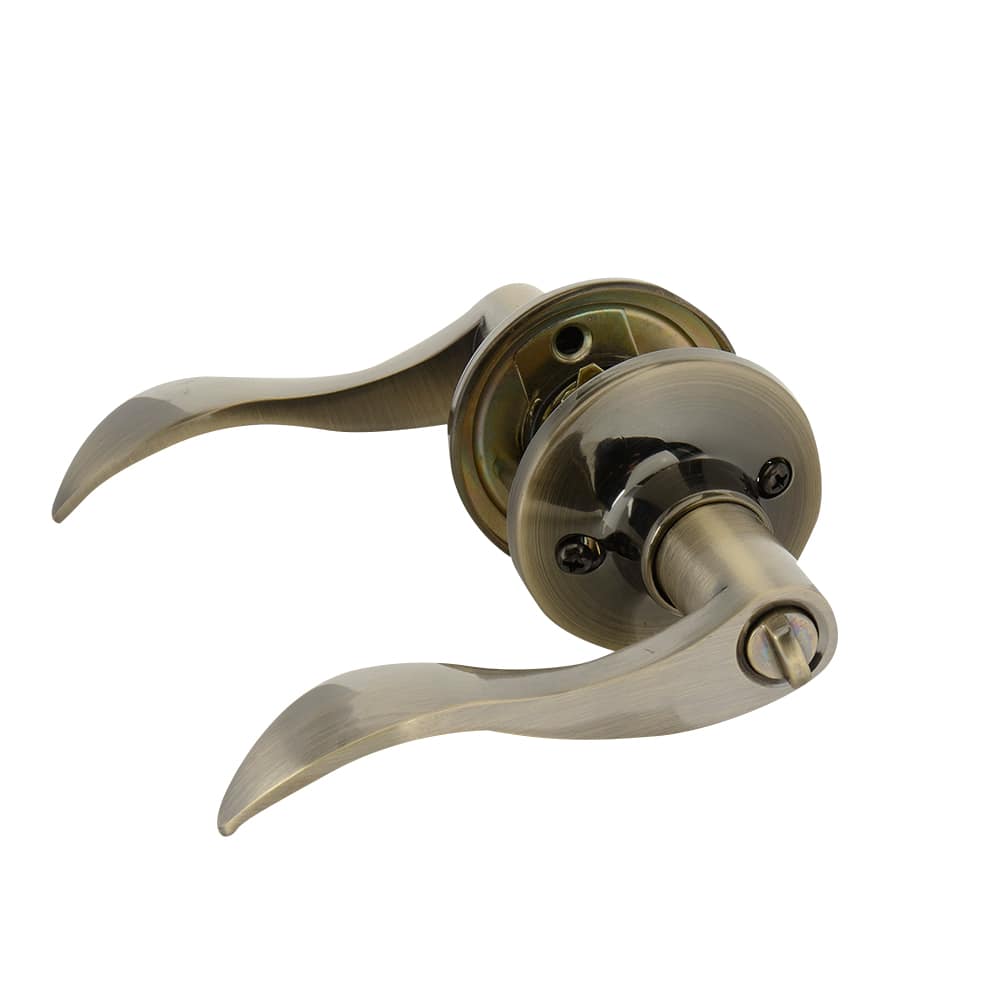 Poignée de porte de salle de bains bec-de-cane Wave laiton antique