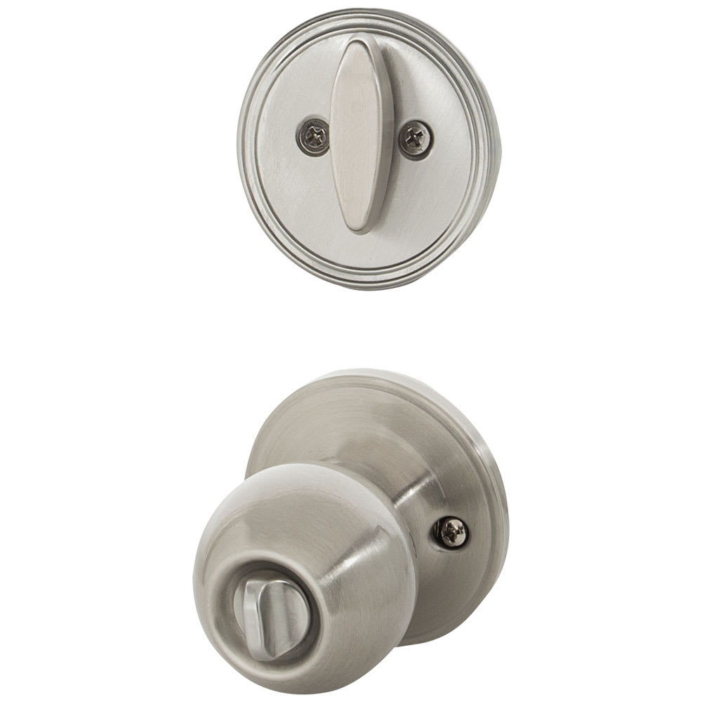 Poignée de porte d'entrée et serrure pêne dormant simple Corona acier inoxydable