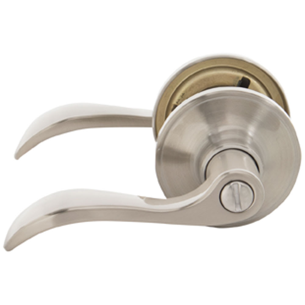 Poignée de porte de salle de bains bec-de-cane Seville nickel satiné