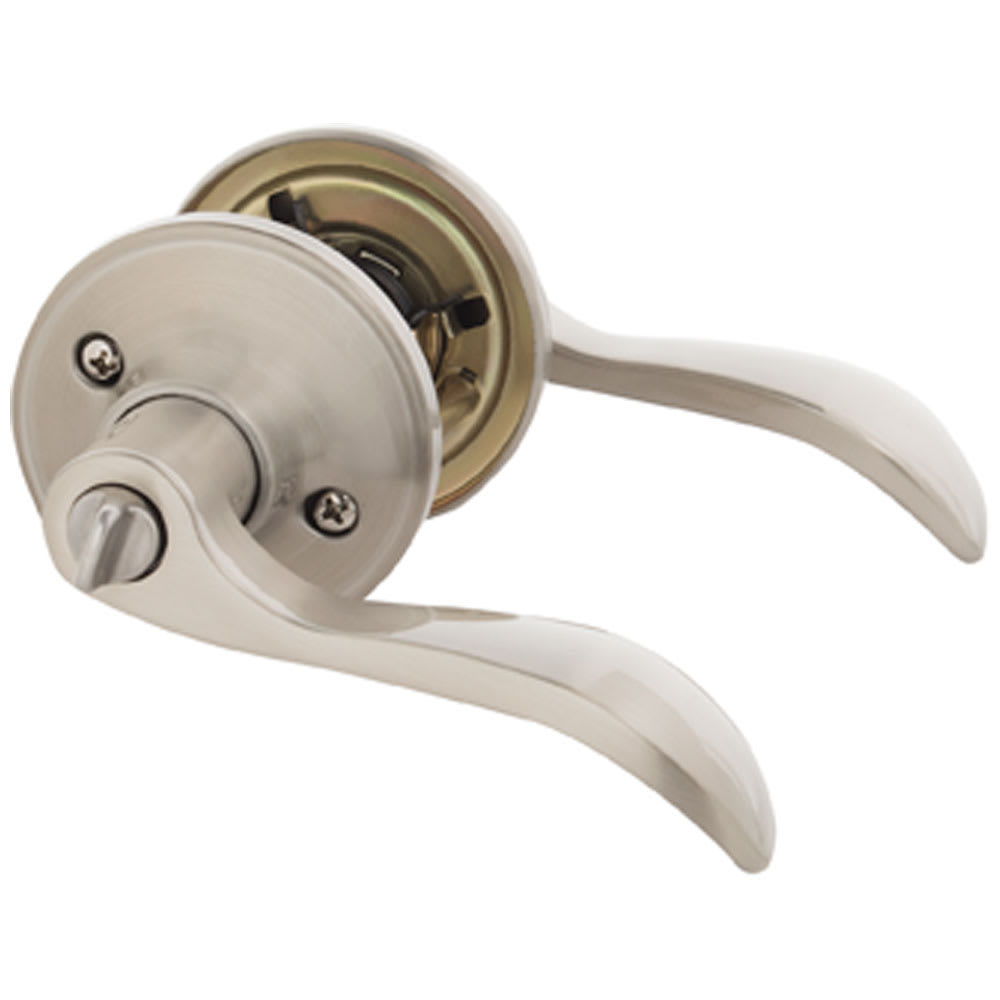 Poignée de porte de salle de bains bec-de-cane Seville nickel satiné