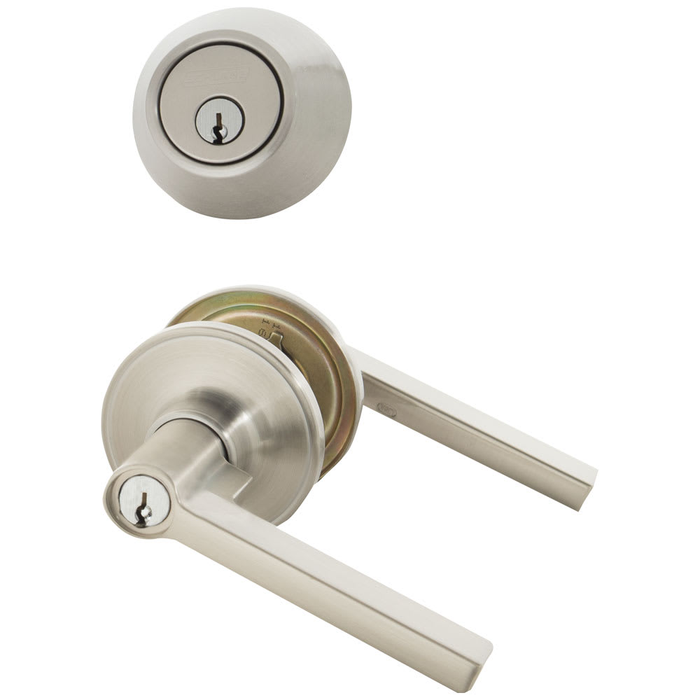 Solstice Keyed Entry Door Knob &Deadbolt Set Satin Nickel