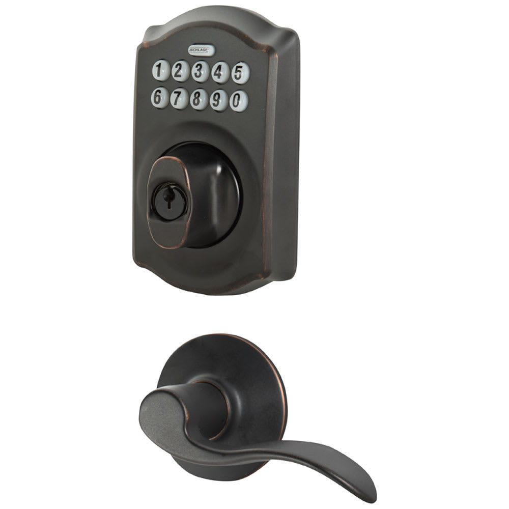 Accent Digital Keypad Electronic Front Door Lock and Lever Handle Aged Bronze