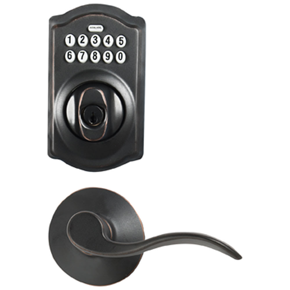 Accent Digital Keypad Electronic Front Door Lock and Lever Handle Aged Bronze