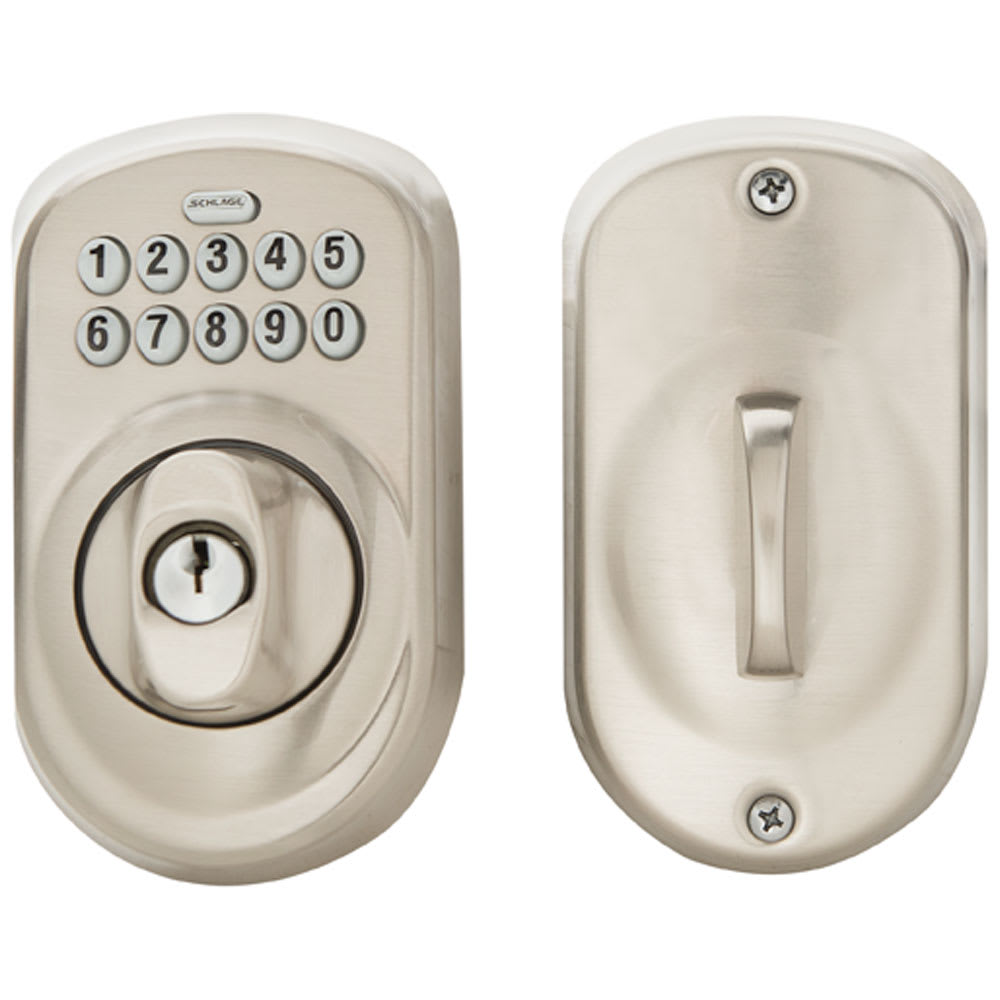 Serrure de porte électronique à clavier numérique Plymouth nickel satiné