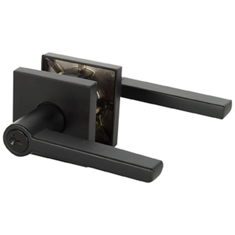 Poignée de porte d'entrée à clé bec-de-cane Halifax noire
