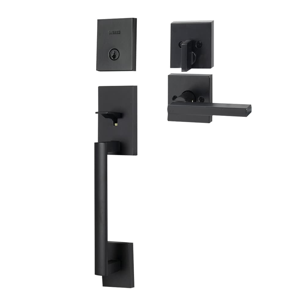 Serrure de porte d'entrée à clé et poignée San Clemente noire