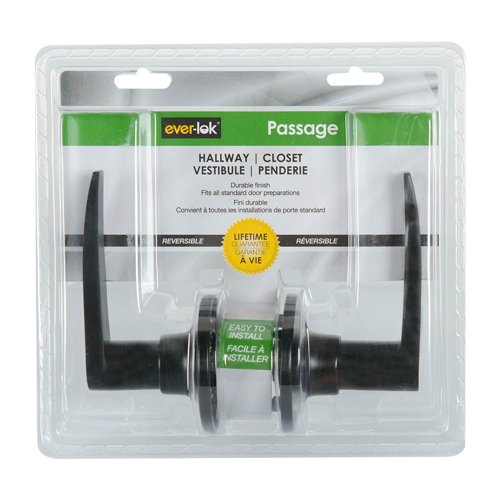 Poignée de porte de passage bec-de-cane  Classic noire