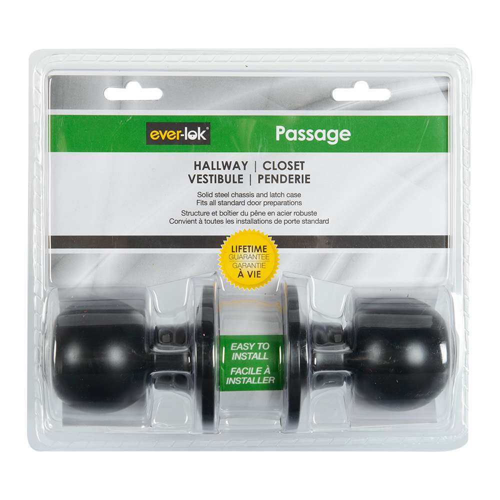 Poignée de porte de passage noire