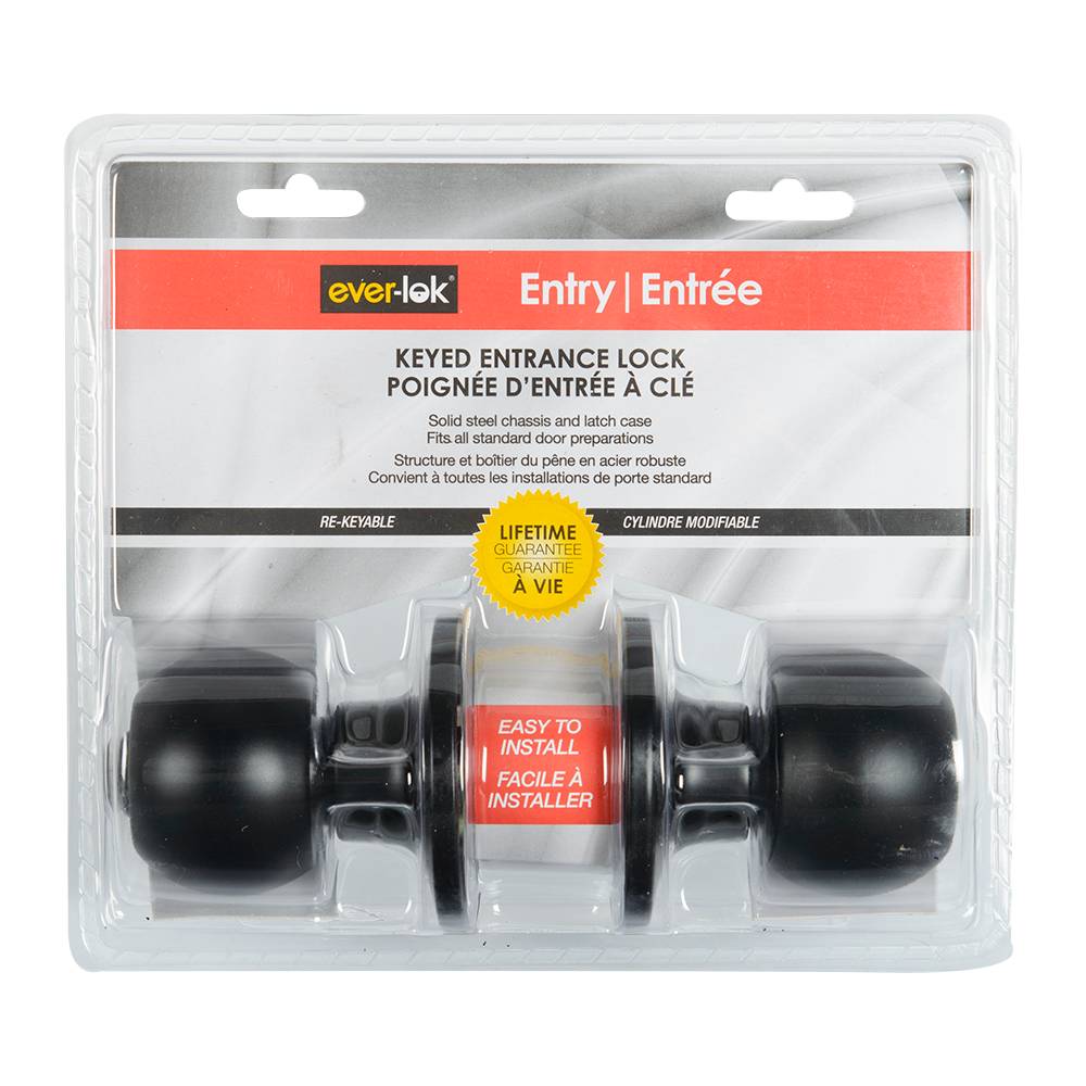 Poignée de porte d'entrée à clé noire