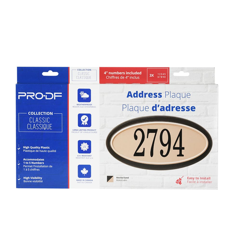 Plaque d'adresse Classique ovale sable et moka