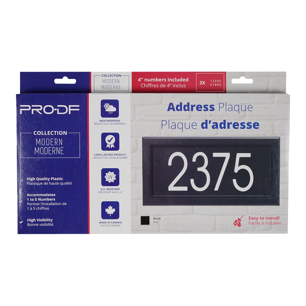 Modern Rectangular Address Plaque Black