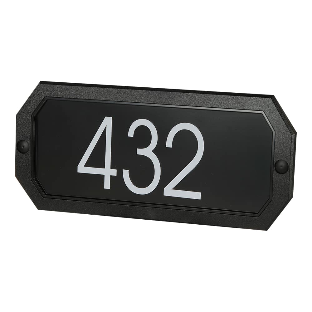 Econo Octagonal  Adress Plaque Black