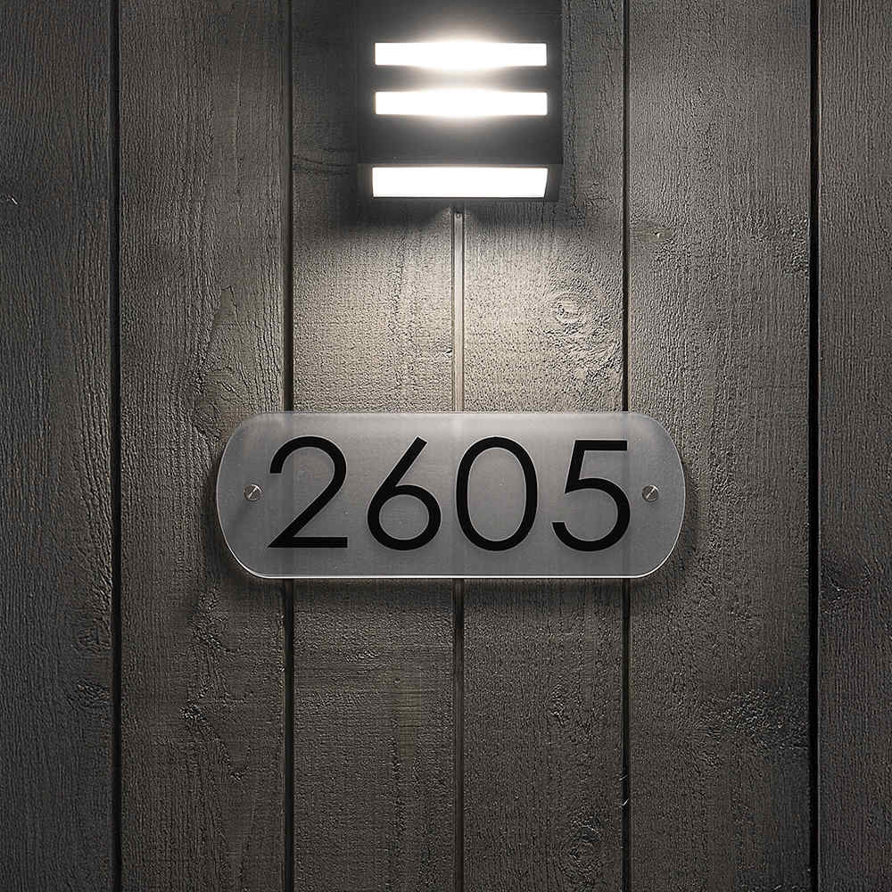 Plaque d'adresse rectangulaire en acrylique givré clair