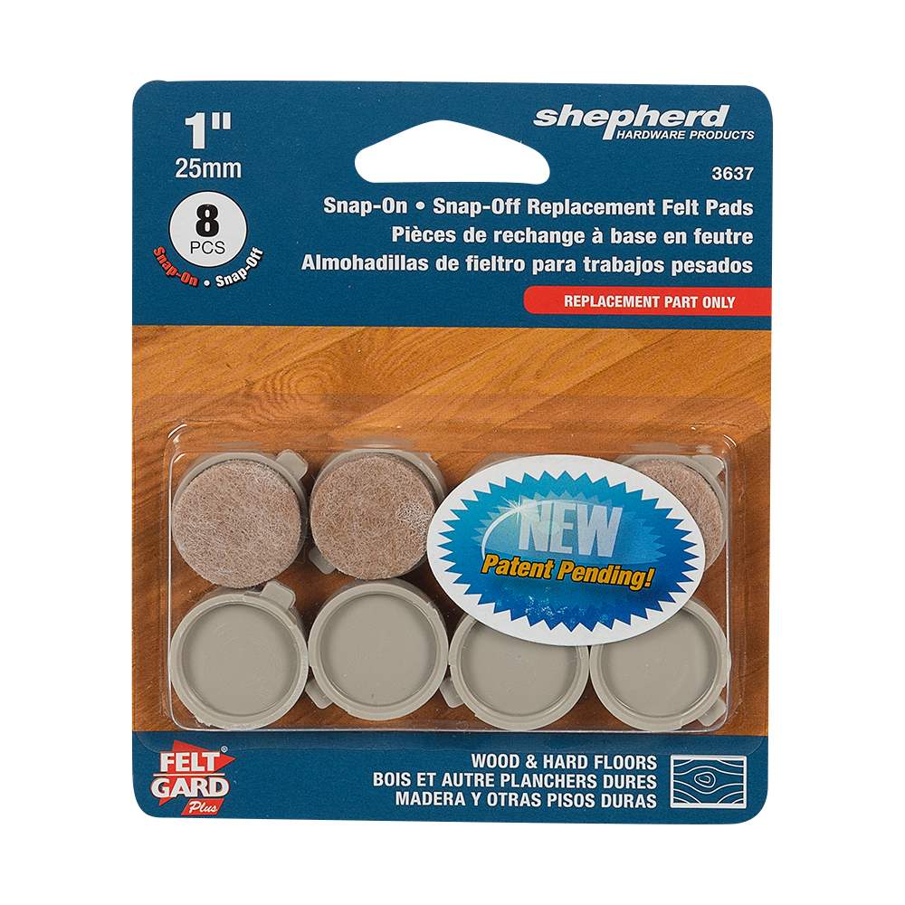 Feutres de remplacement pour patins glisseurs 1 po Pqt/8