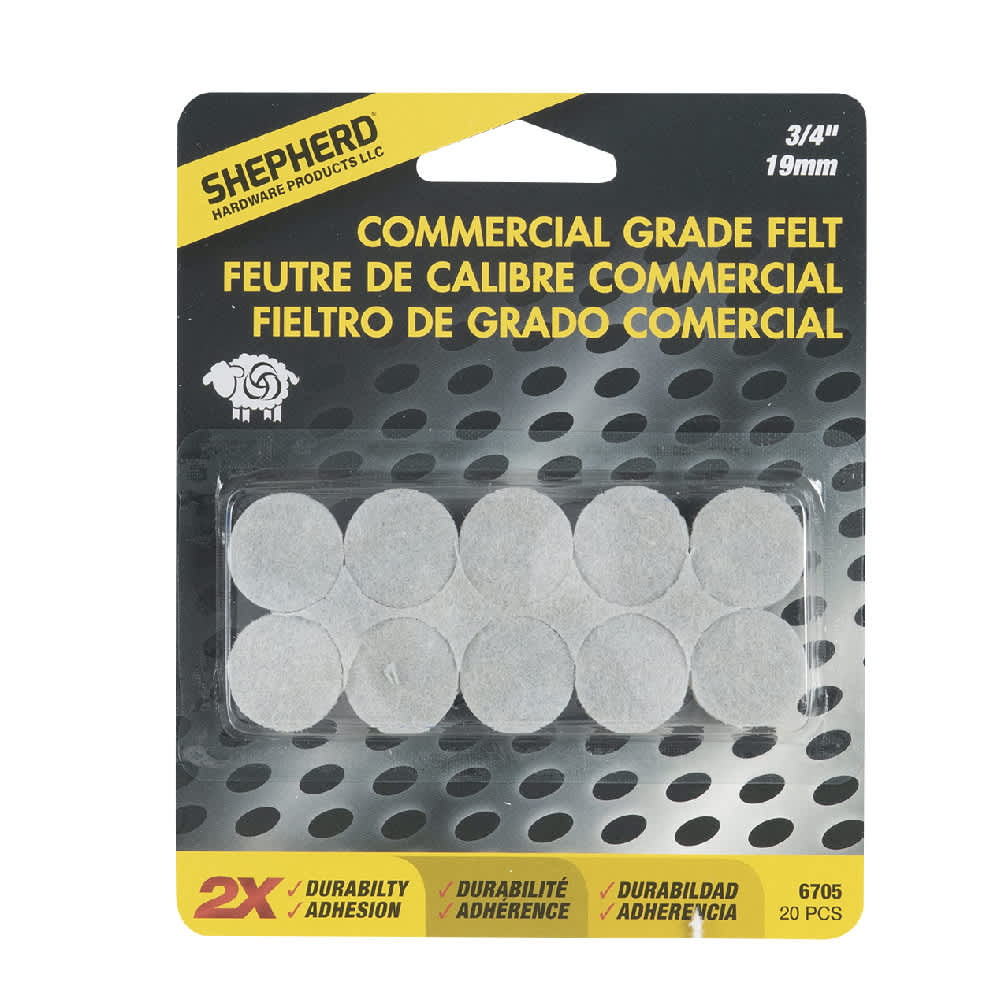 Patins de feutre commercial 3/4 po Pqt/20