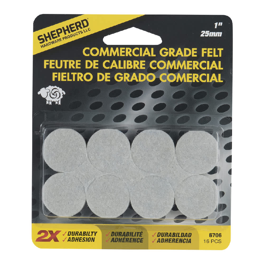 Patins de feutre commercial 1 po Pqt/16