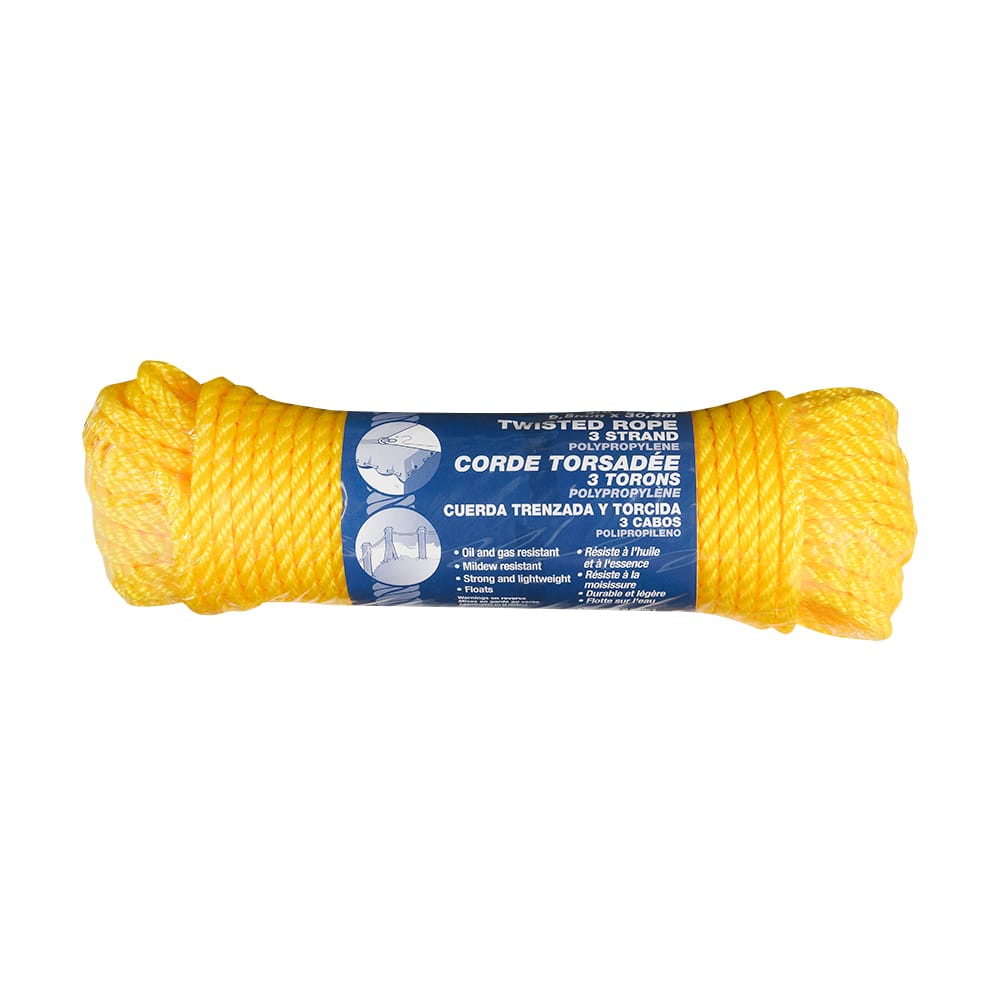Corde de polypropylène torsadée 3/8 po x 100 pi