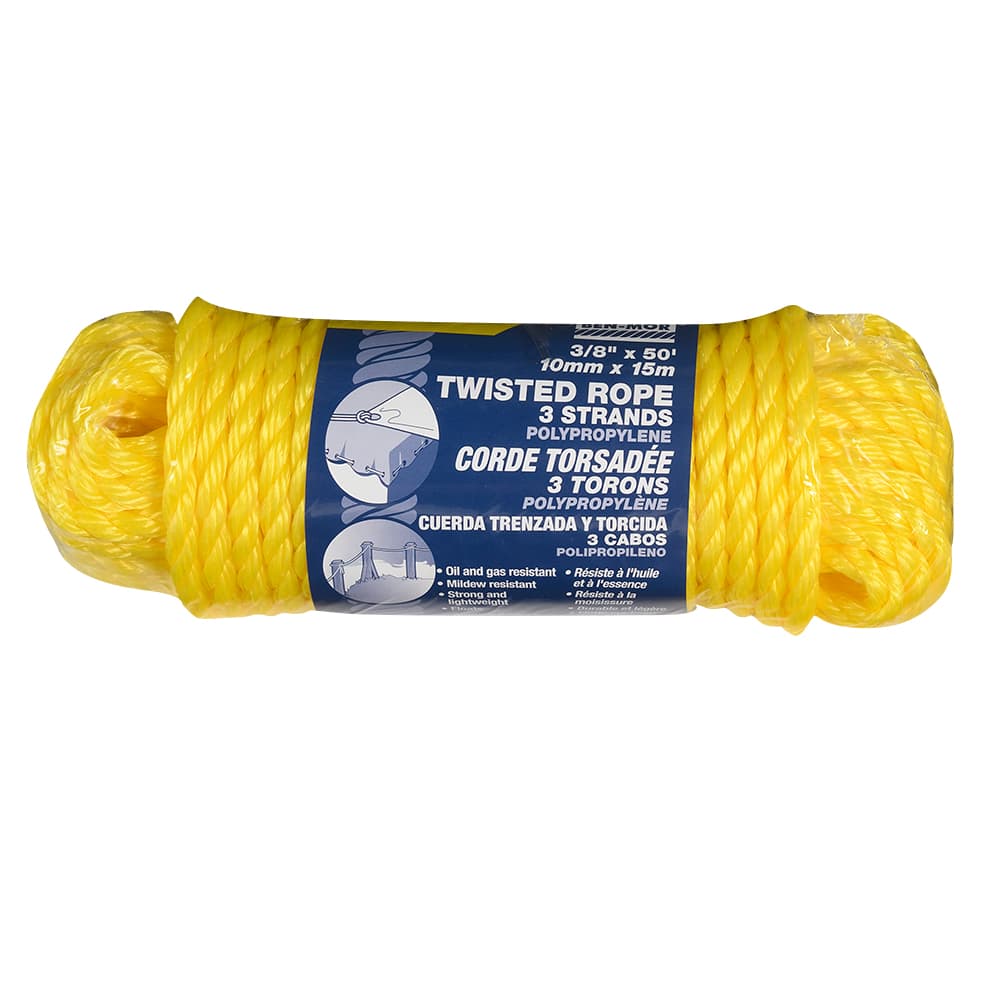 Corde de polypropylène torsadée 3/8 po x 50 pi