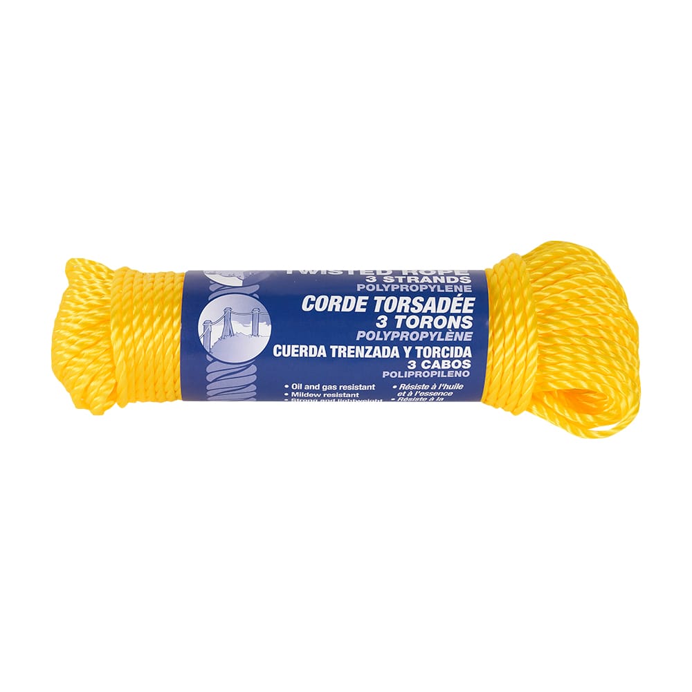 Corde de polypropylène torsadée 3/16 po x 100 pi