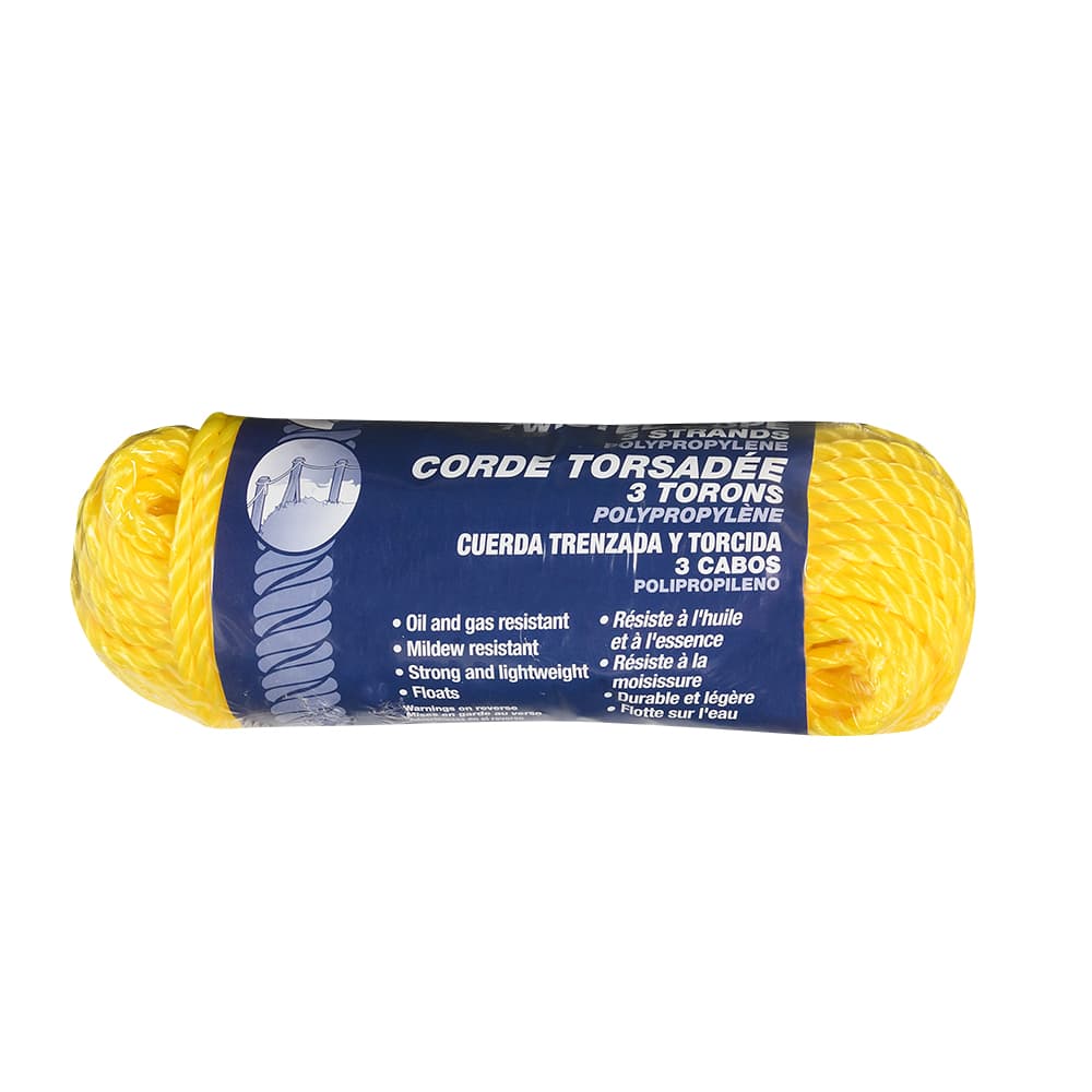 Corde de polypropylène torsadée 1/4 po x 100 pi