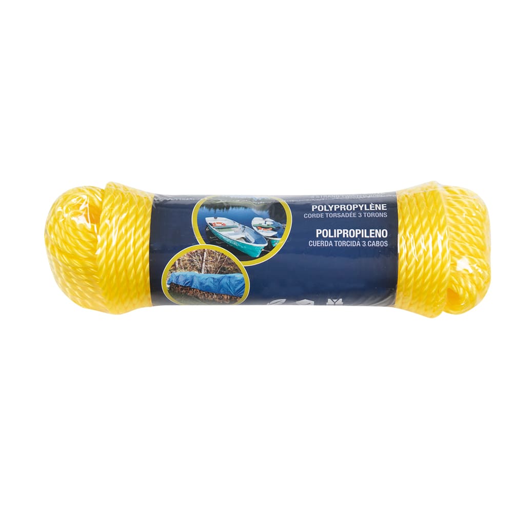Corde de polypropylène torsadée 1/4&nbsp;po&nbsp;x 100 pi