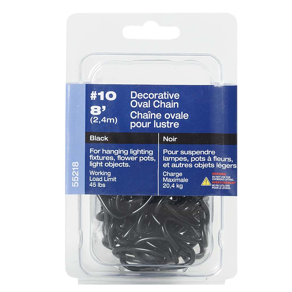 Chaîne ovale pour lustre n° 10&nbsp;x&nbsp;8&nbsp;pi noir