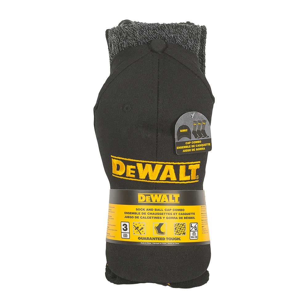 Chaussettes de travail et casquette Dewalt grand Pqt/3