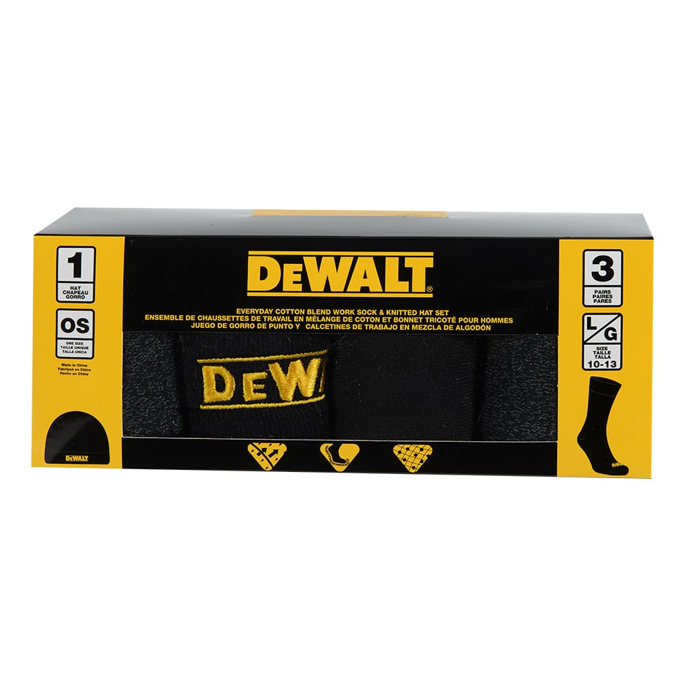 Chaussettes de travail et tuque Dewalt grand Pqt/3