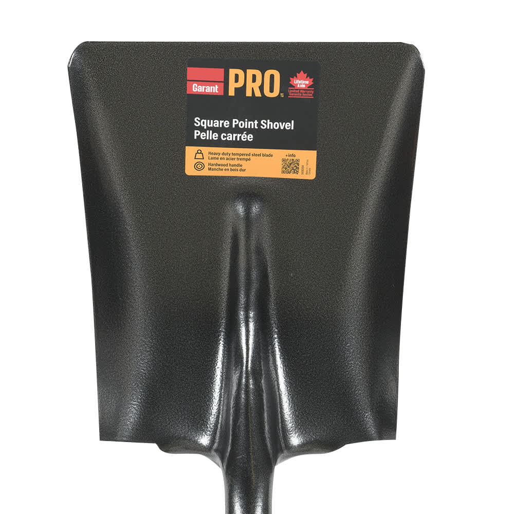 Pelle carrée Pro en acier trempé avec manche en bois 40 3/4 po GARANT