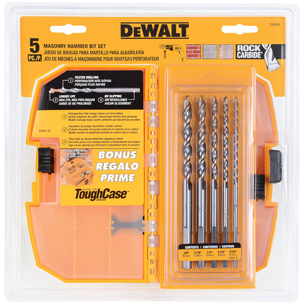 Jeu de 5 mèches à béton pour perceuse à percussion DEWALT