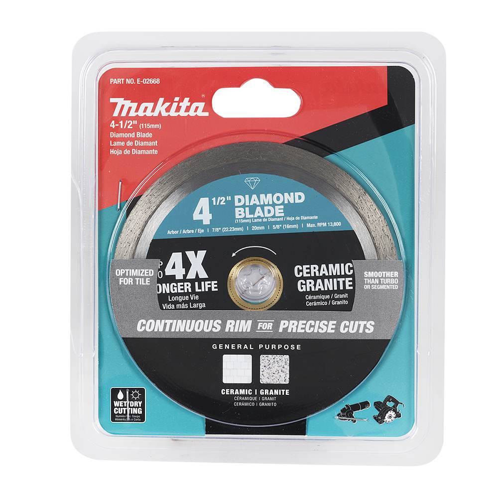 MAKITA Grinder Diamond Blade 4&nbsp;1/2 in. Continuous Rim