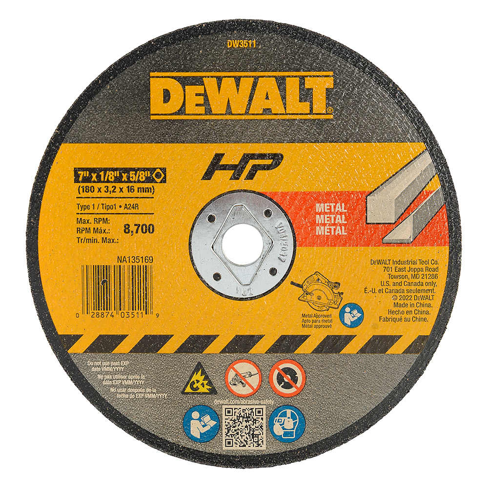 Disque de coupe pour métal 7 po DEWALT