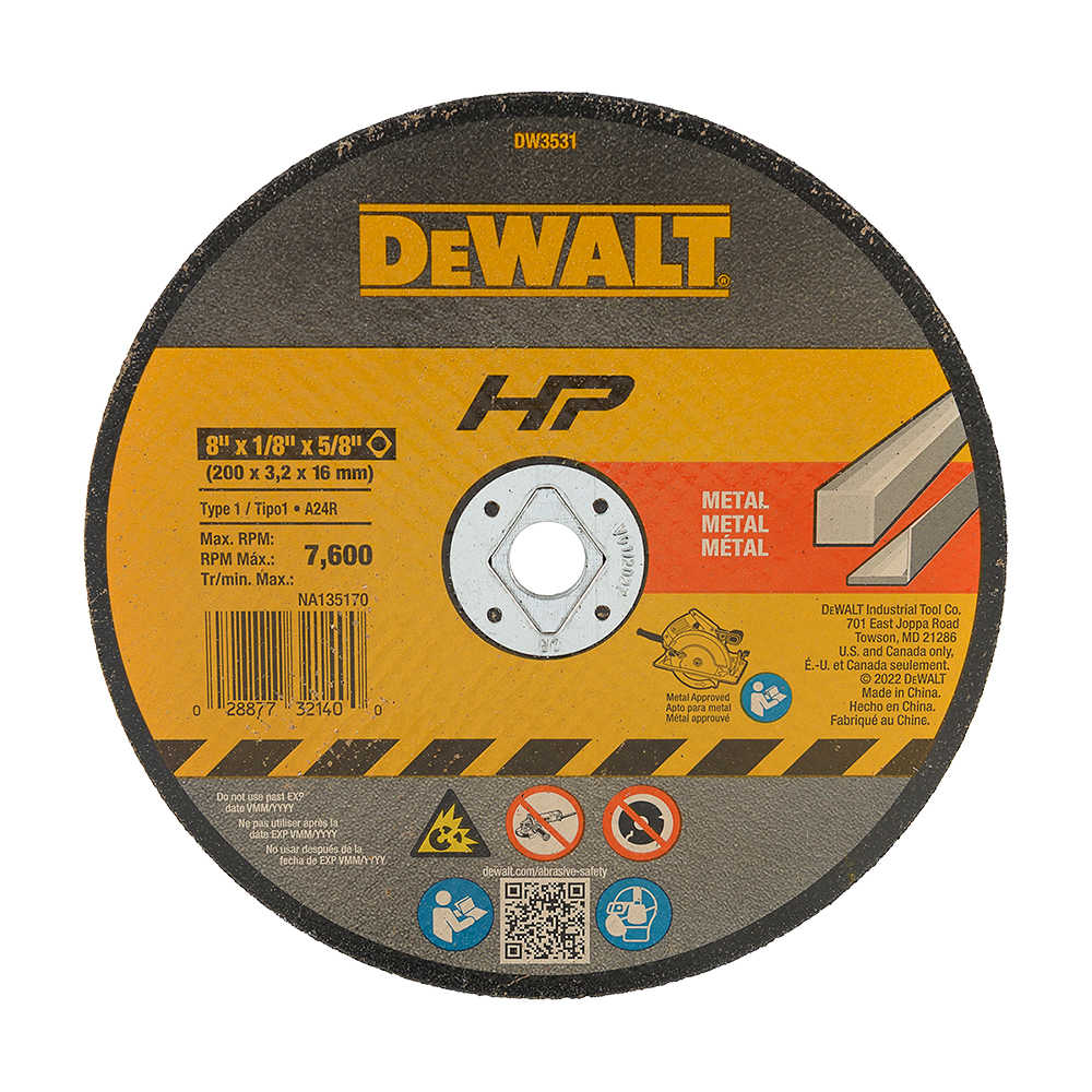 Disque de coupe pour métal 8 po DEWALT