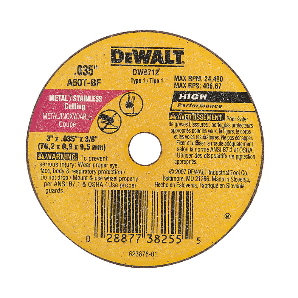 Disque de coupe pour rectifieuse 3&nbsp;po DEWALT