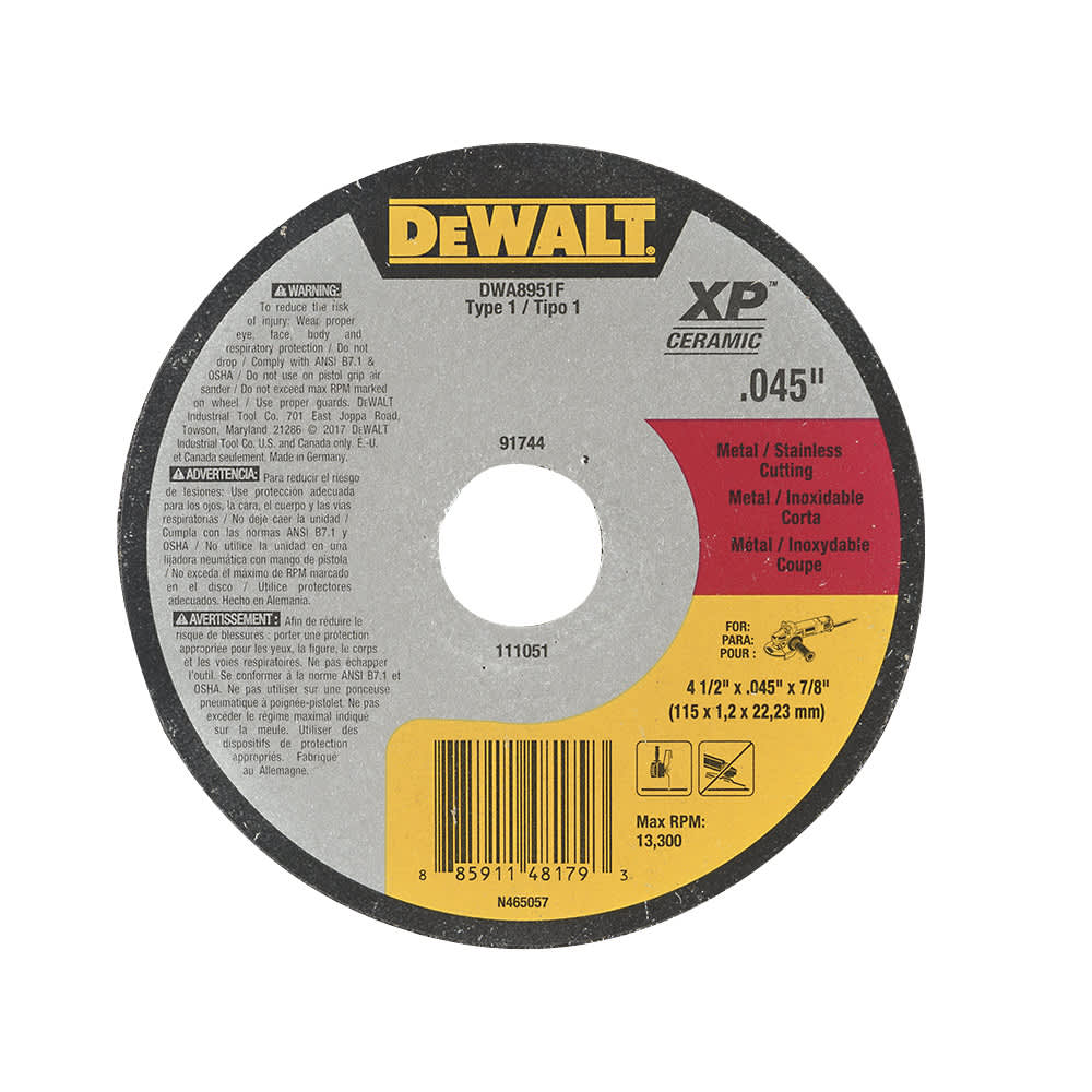 Disque de coupe pour rectifieuse XP 4 1/2 po DEWALT
