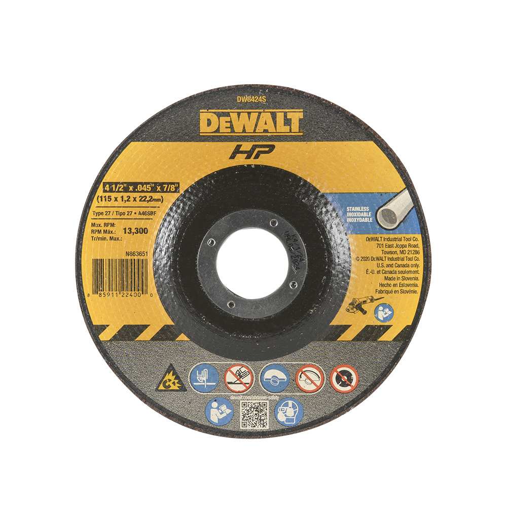 Disque de coupe pour rectifieuse HP/CF 4 1/2 po DEWALT