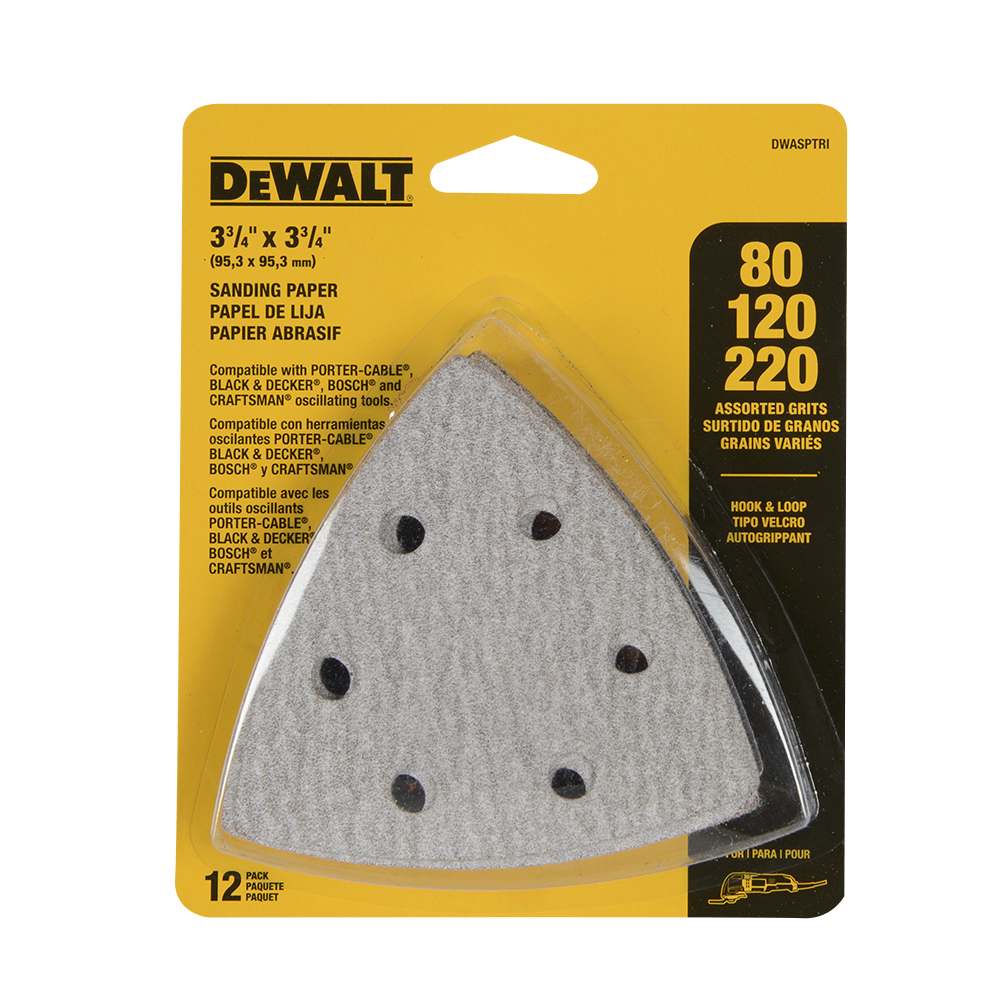 Papiers sablés pour outil oscillant n° 80/120/220 Pqt/12 DEWALT