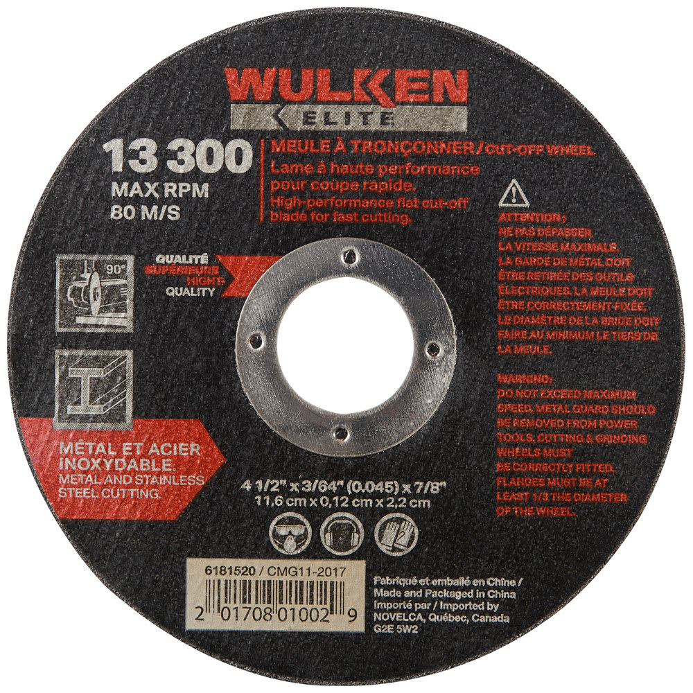 Disque de coupe pour rectifieuse 4&nbsp;1/2&nbsp;po WULKEN ELITE