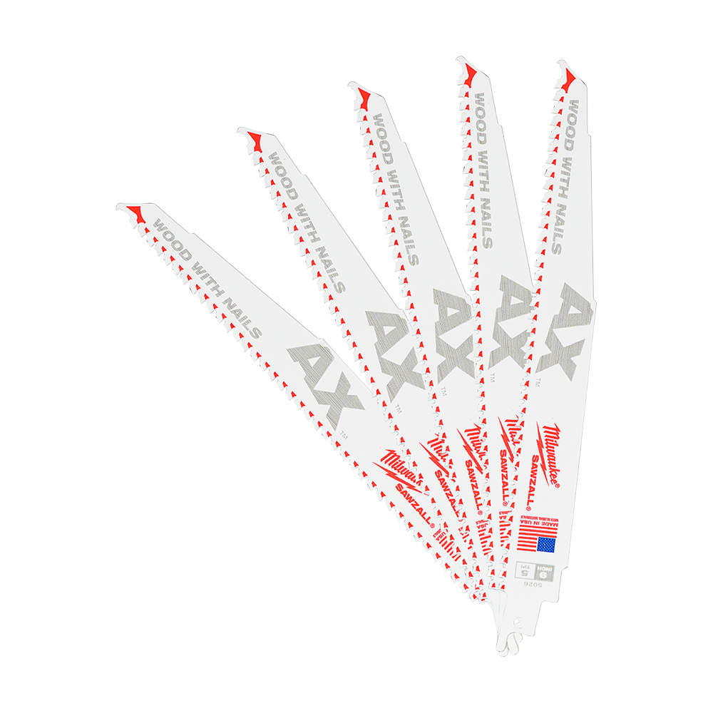 Lames de scie alternative 9 po / 5 dents pour le bois Pqt/5 MILWAUKEE