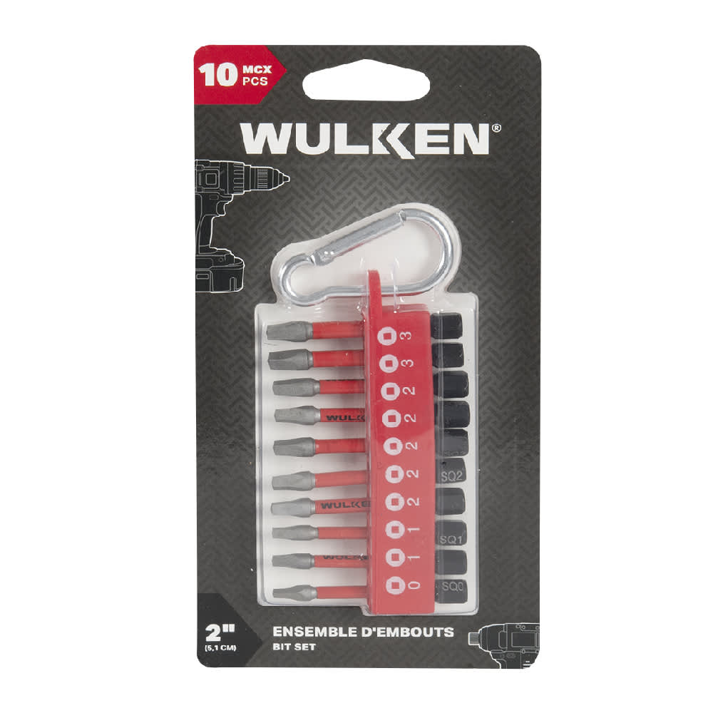 Embouts de tournevis carrés 2 po Ens/10 WULKEN