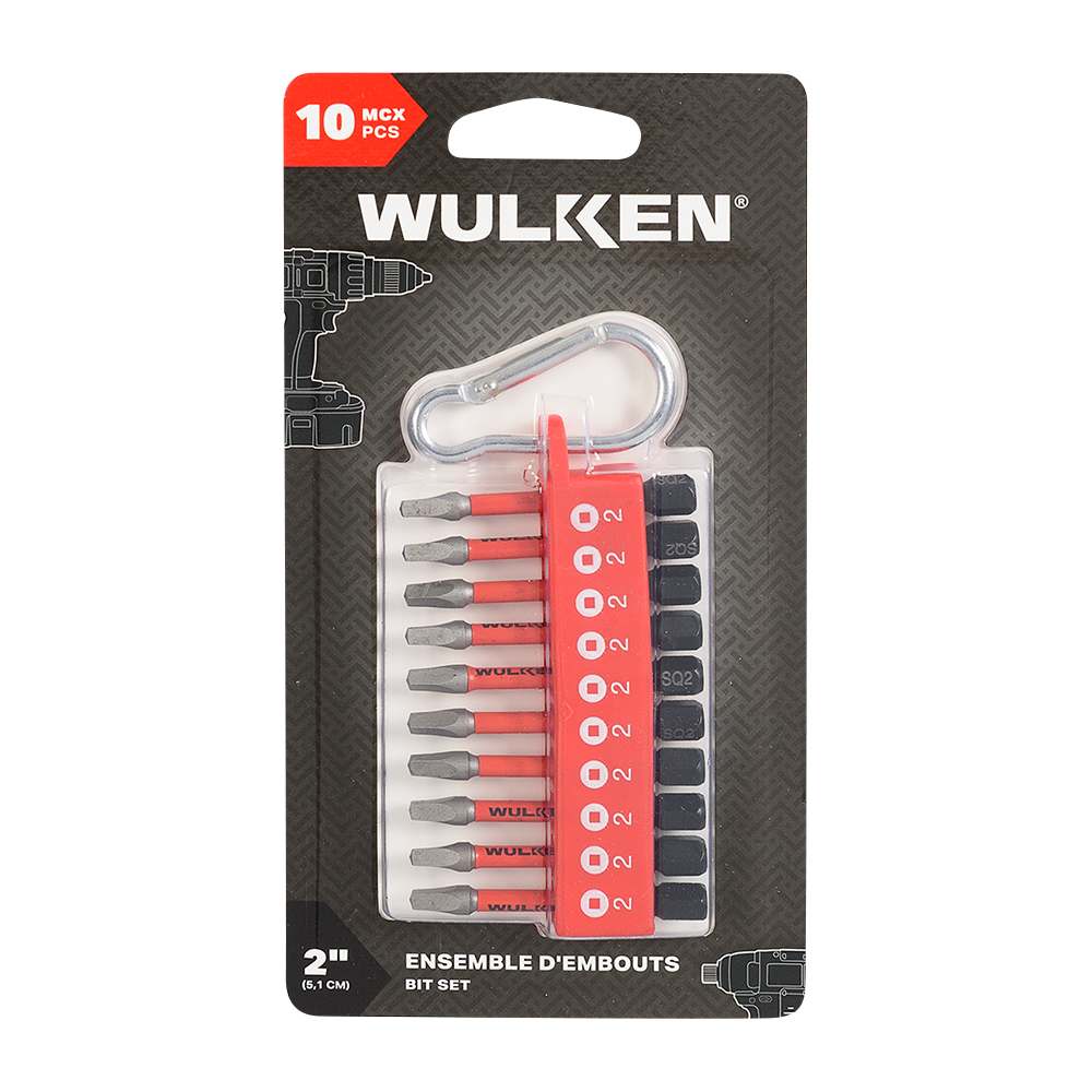 Ensemble de 10 embouts de tournevis carrés 2 po WULKEN